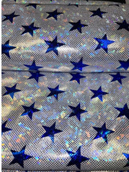 Superhero Holographic Stars Foil 4-Way STRETCH Nylon-Spandex Foil Fabric 58/60" Wide