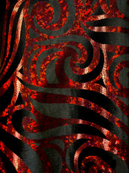 Swirl Hologram Snake Design Foil on Polyester Spandex Velvet Fabric