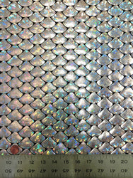 8 COLORS, Shiny Holographic Foil Mermaid Scales Pattern on Black Stretch Nylon Spandex Shiny Tricot Fabric - 58 to 60 Inches Wide