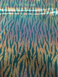 Chain Zebra Holographic Foil Pattern on Heavy Stretch Polyester Spandex Fabric