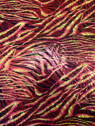 Dark Zebra Pattern Holographic Foil on Stretch Lightweight Knit Jersey Polyester Spandex (RESTOCKED)