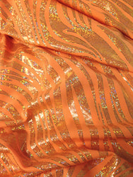 Zebra Holographic Foil Pattern on Stretch Lightweight Knit Jersey Polyester Spandex