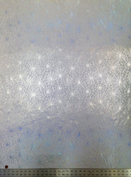 Spiderweb Pattern Shiny Silver Iridescent Foil on Stretch Nylon Spandex Shiny Tricot