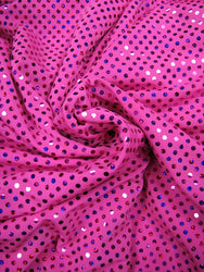 Polyester Single Spandex with 4mm Hologram Shinny Circle Trans 2 ways Stretch Fabric