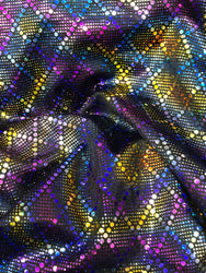 Nylon Spandex Medium Weight 4 ways Stretch Small Geometric Shinny Foil Fabric