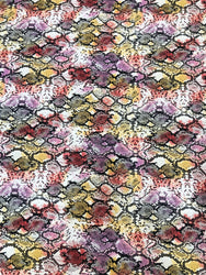 Colorful Snake Print on Bulgari Polyester Spandex Fabric