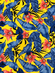 Big Hawaiian Flowers on Poly Spandex Venezia Stretch Fabric
