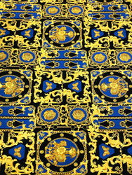 Gold Abstract Print on Light Weight 2 Way Stretch Fabric