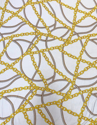 Gold Chains Print on Polyester Spandex 2 ways Stretch Fabric