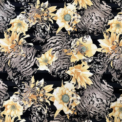 Polyester Spandex Bulgari 2 ways Stretch Light Weight Big Floral & Stripe Design Fabric