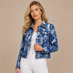 Blue Denim Cheetah Animal Print Stretch Fabric Poly Spandex by the Yard