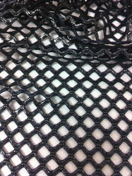 Shiny Silver, White, or Gold foil on Big Hole 0.5 Inch Diamond Mesh Stretch Polyester Spandex Fishnet Fabric