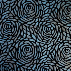 Blue or Red Big Rose Pattern 2 Tone Matte Foil on Stretch Velvet Polyester Spandex Fabric