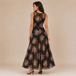 Pink Rose Floral Mesh Stretch Fabric by the Yard for Apparel, Costumes & Sewing