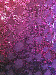 6mm Black Sequins w/ Shiny Colored Metallic Foil Hive Pattern on Black Poly Fishnet Mesh Fabric