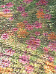 5 mm Floral Print Sequins on Polyester Mechanical Stretch Fabric