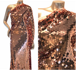 5 options, Polyester None Stretch Mesh with 17mm Payette Circle Overlapping Fish Scale Sequins Fabric