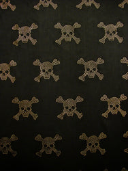 Red or Gold Mini Metallic Dew Drop Poison Design Studs on Black Stretch Polyester Spandex Fabric