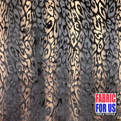 Leopard Spots in Waves Polyester Stretch Fabric Silver & Copper 58" Wide