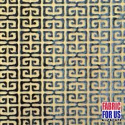 Greek Key Burnout Velvet Stretch Fabric Tan and Brown 58" Wide BTY