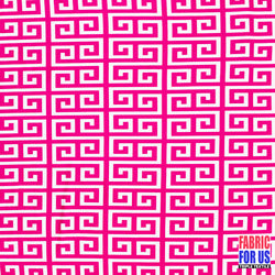 Greek Key Print Design Navy / Pink Stretch Poly-Spandex Fabric 58" Wide