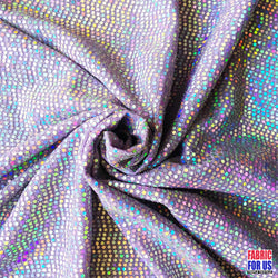 8 different shades of Dots Micro Holographic Glitter Stretch Poly-Spandex Fabric 54" Wide