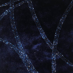 Strands Glitter Design on Burnout Velvet Stretch in Navy & Plum 58/60" Wide By The Yard