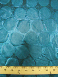 Polyester Spandex 2 ways Stretch with 2" Inches Shiny Circles Foil Design