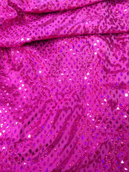 Shiny Diamond Faux Sequins & Glitter Waves on Stretch Lightweight Polyester Spandex Fabric