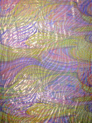 Zebra Holographic Foil on Bright Swirl Pattern Stretch Polyester Spandex Fabric -