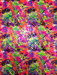 Colorful Paint Splash w/ Zebra Holographic Foil on Stretch Nylon Spandex Fabric