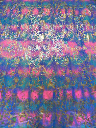Shiny Rainbow Foil Abstract Pattern on Bright Crease Stretch Nylon Spandex