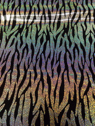Chain Zebra Holographic Foil Pattern on Heavy Stretch Polyester Spandex Fabric