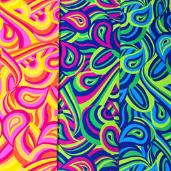Colorful Neon Psychedelic Retro Pattern on Heavy Stretch Nylon Spandex