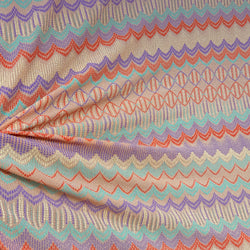 Missoni-style zigzag knit fabric w/ Silver Lurex on Nylon Spandex 4 Ways Stretch Textured Slinky