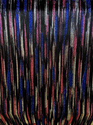 Stripe Red Blue White Multi-Glitter Poly-Spandex Stretch Fabric 58
