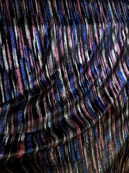 Stripe Red Blue White Multi-Glitter Poly-Spandex Stretch Fabric 58" Wide