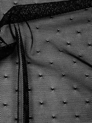 Black Mini Polka Dot Pattern Small Hole Sheer Stretch Nylon Spandex Mesh Fabric