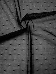 Black Mini Polka Dot Pattern Small Hole Sheer Stretch Nylon Spandex Mesh Fabric