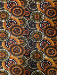 Retro Overlapping Circles Big Pattern on Stretch ITY Polyester Spandex