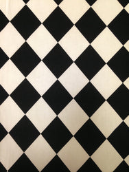 Black & Off-White Diamond Pattern on Stretch Lightweight Knit Jersey Polyester Spandex Fabric