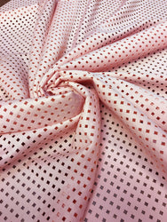White, Coral, or Dusty Peach 4 mm Square Laser Cut on Stretch Techno Polyester Spandex Fabric