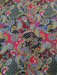 Red or Mustard Polyester Big Paisley Design Spandex ITY Matte Jersey Stretch