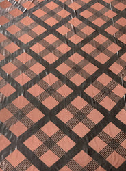 Dark Mauve Polyester Spandex See Through Burnout with Brown Silver Velvet Big Geometric Diamond Design