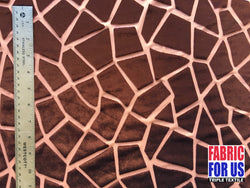 L-667-L BROWN GIRAFFE PATCH BURNOUT VELVET STRETCH FABRIC