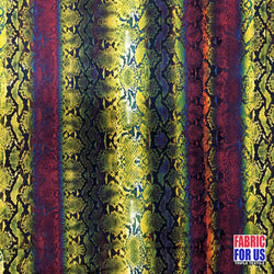 Python Snake Skin Purple & Green Poly-Spandex Stretch Fabric  58/60" Wide By The Yard