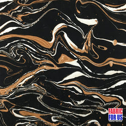SWIRL Design Black and Brown Poly-Spandex Stretch Fabric 58/60" Wide By The Yard