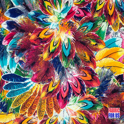 Peacock Feather Scarlet / Multi-Color Stretch Poly-Spandex Print Fabric 58" Wide