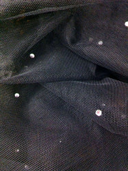 Black Polyester Mesh with 3mm Diamond Studs Fabric