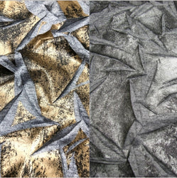Gold or Silver Polyester Stretch with Crinkle 2 Tone Matte Foil Kamang Design